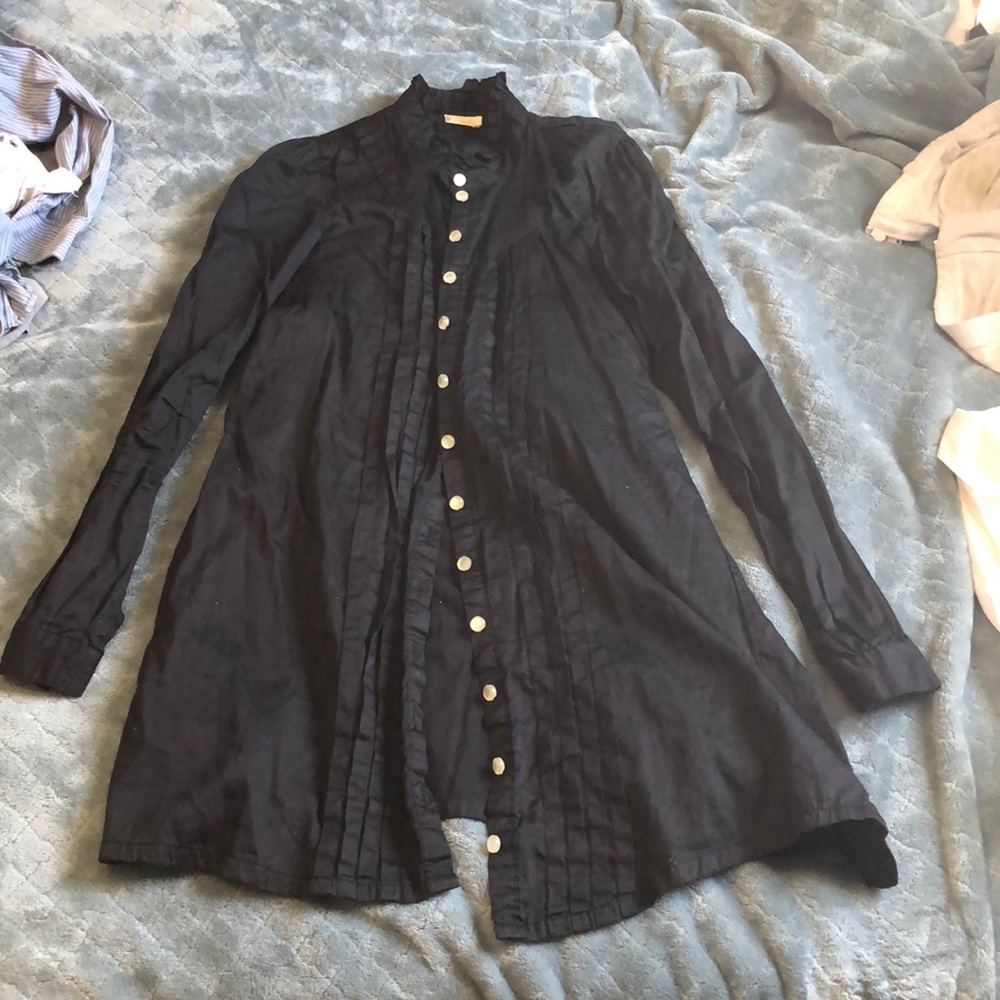 Black button-down beautiful satiny dress
